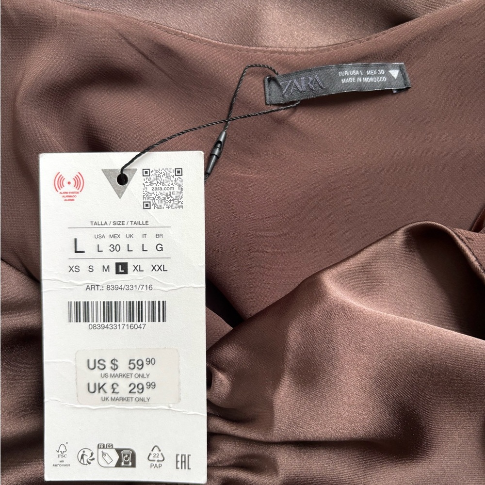 Zara Chocolate Brown Satin Slip Dress with open back - Picture 3 of 5